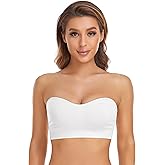 Lusait Strapless Bra for Women Non-Slip Silicone Padded Bandeau Bra Wireless Tube Top Bralette