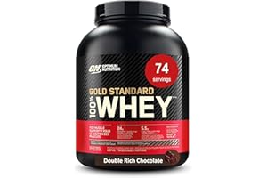 Optimum Nutrition Gold Standard 100% Whey Protein Powder, 2.270g - Double Rich Chocolate - 74 servings (packaging may vary)