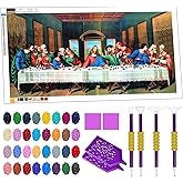 DIYKQA 5D Diamond Painting Kits for Adults, The Last Supper Full Drill Round Diamond Art, 32×16 Inch DIY Religious Wall Decor, Jesus Home Art for Bedroom Dining Room Office