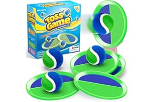 OFFICYGNET Outdoor Toys for Kids Ages 4-8, Outside Game for 3 4 5 6 7 8-12 Year Old Boys Girls, Catch Ball Toss Game for Pool, Beach, Yard- Toddlers Birthday Gifts Easter Basket Stuffers(4Pcs Green Paddles)