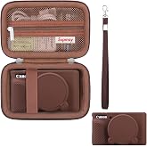 Supmay Case for Canon PowerShot SX740 HS, SX730 HS Camera, Brown | Hard Case*1+Soft Silicone Cover*1, SX740, SX730 Digital Camera Soft Silicone Protective Bag with Removable Lens Cover, Strap