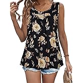 Womens Tank Tops Summer Sleeveless Blouse Crewneck Casual Loose Fit Tunic Shirt