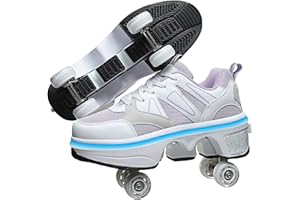 KOFUBOKE 2-in-1 Roller Skates & Sneakers Unisex Retractable Wheels Outdoor Fun & Fitness Kick Roller Shoes