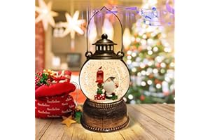 APUNGA Christmas Snow Globe Lantern, Snowman Snow Globe Lighted Water Lantern with Music and 6 Hour Timer, USB Lined/Battery Powered Singing Lantern, Christmas Decor Gifts - 10.4 in.
