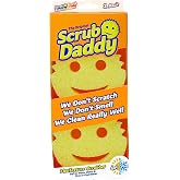 Scrub Daddy Original Dish Sponge Twin Pack, Smiley Face Sponges for Cleaning &amp; Washing Up - Multipack Kitchen Non Scratch Scourers with FlexTexture Firm &amp; Soft Scrubbing, Dishwashing Scrubber - Yellow