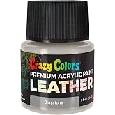 Crazy Colors Graystone Premium Acrylic Leather and Shoe Paint | 2-oz Bottle - Flexible, Crack, Scratch, Peel Resistant - Artist Create Custom Sneakers, Jackets, Bags, Purses, Furniture
