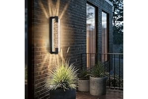 camuucci Dusk to Dawn Outdoor Light, 23.6 Inches LED Porch Lights Outdoor Waterproof Modern Outside Sconce Wall Mount for Doorway Hallway Porch Patio Yard Doorway Black
