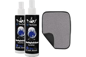 TonGass Bowling Ball Cleaner Spray Kit with Towel (2+1 Pack) Portable Bowling Spray Accessories, Oil & Scuff Mark Cleaner, Restores Tack and Prolongs Lifespan of Ball
