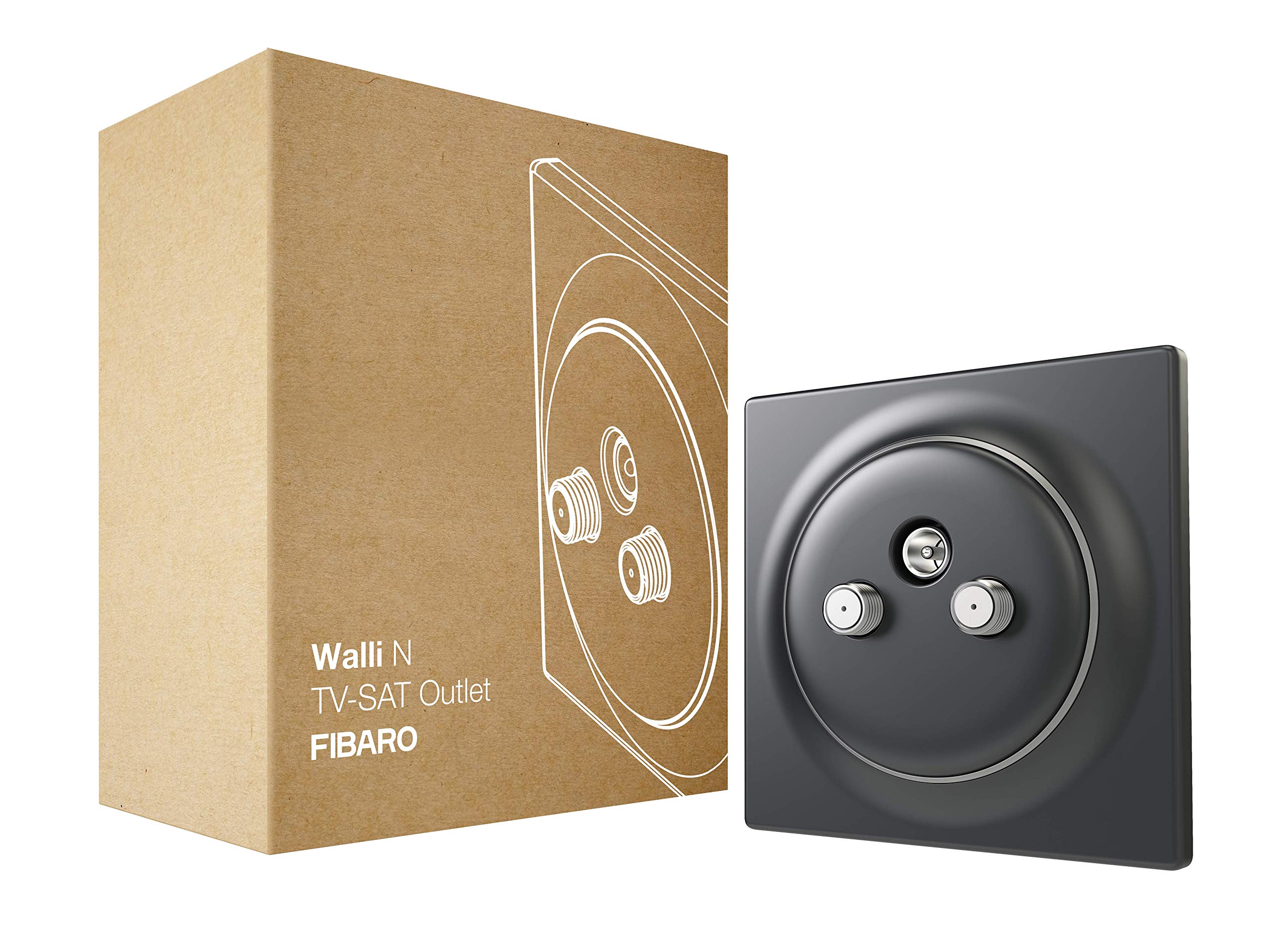 Fibaro Walli N TV-SAT Outlet / High-Quality TV Satellite Antenna Socket Anthracite FGWTFEU-021-8