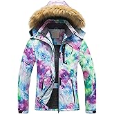 Pursky Women's Waterproof Ski Jacket Winter Snow Coats Fur Hooded Raincoat Parka