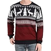 v28 Men's Christmas Reindeer Snowman Penguin Santa and Snowflakes Sweater