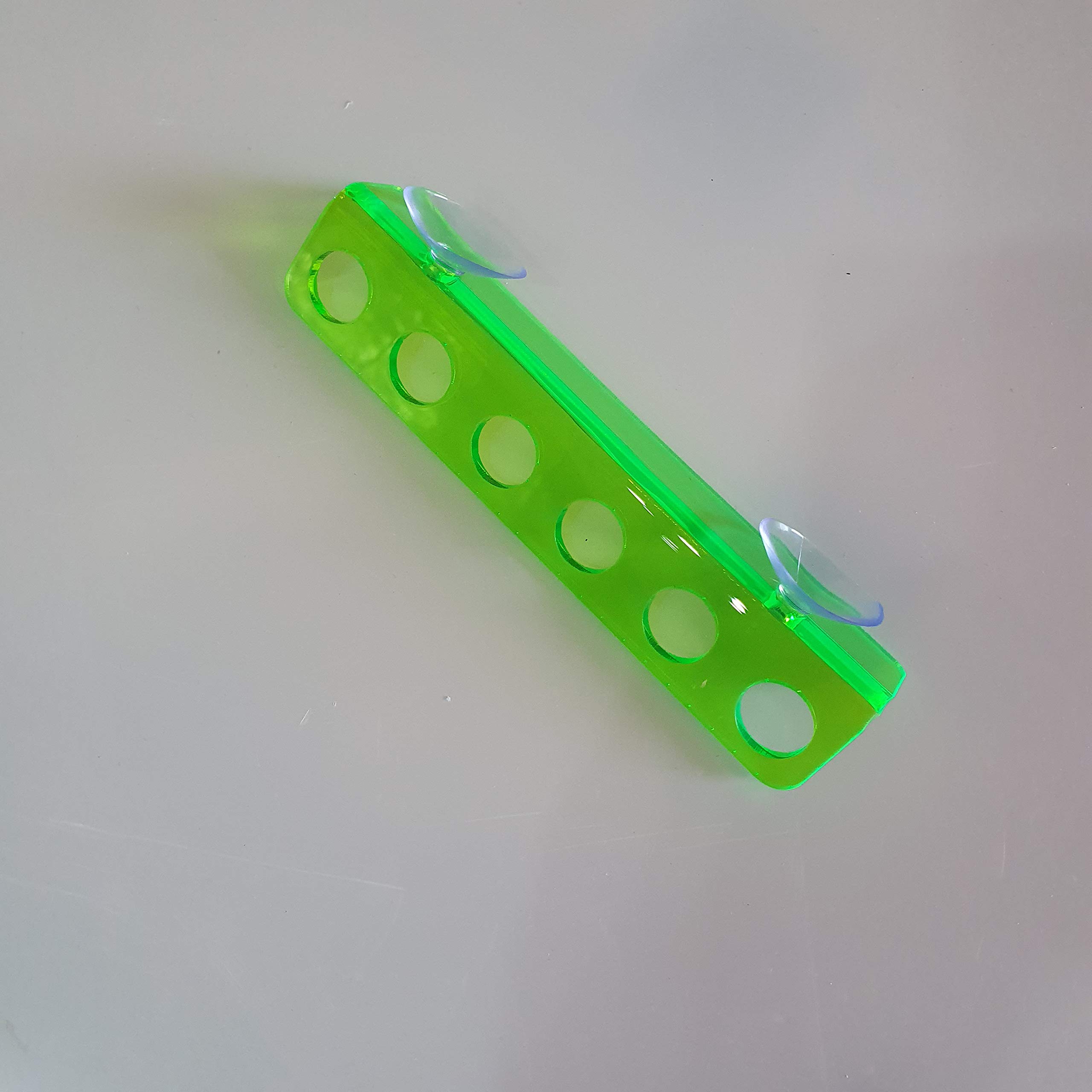 Reef-Geeks Coral Frag Rack 6 hole, Acrylic Frag Holder For Marine Aquarium (Toxic Green)