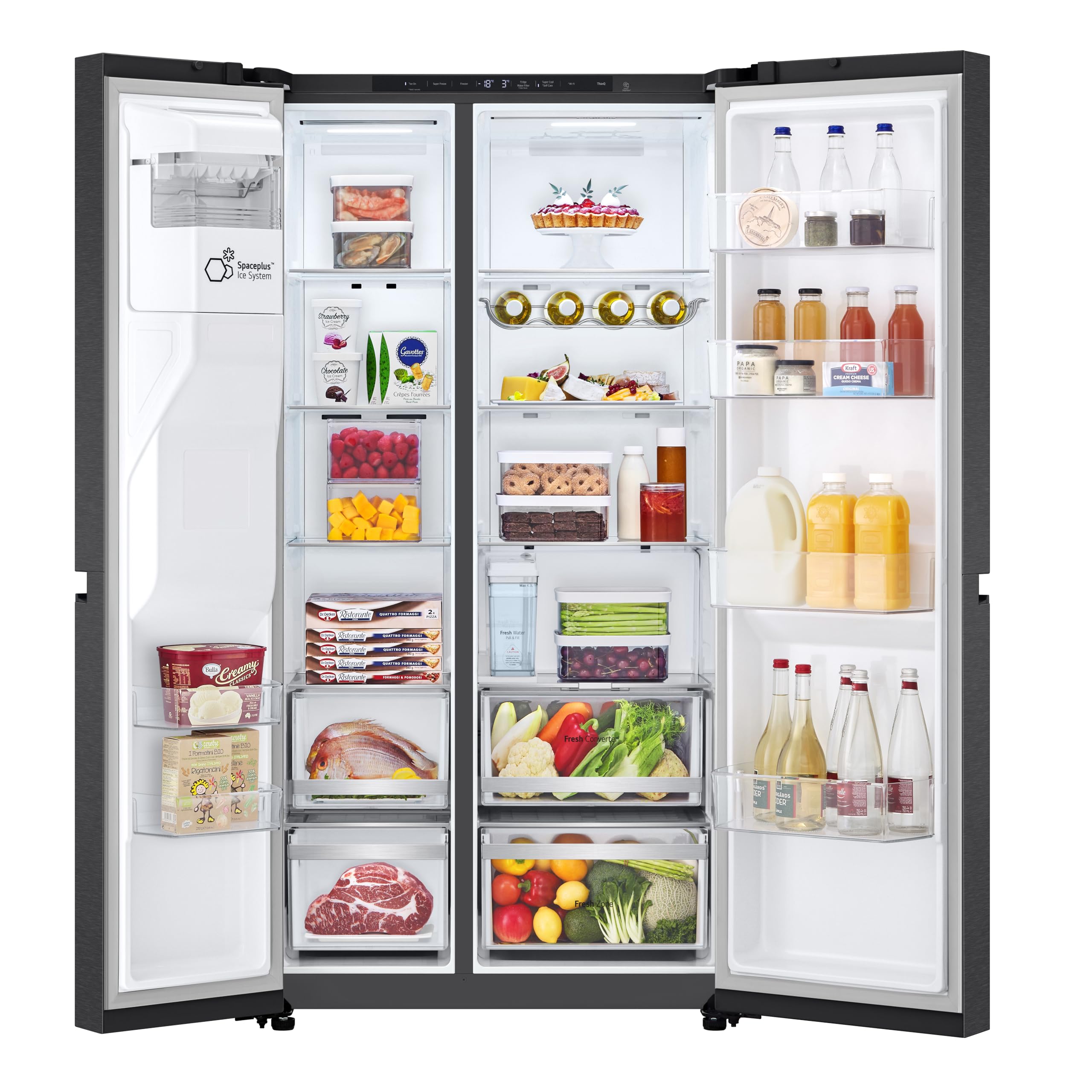 LG GSLE81EPBD Side-by-Side Kühlschrank, 628 L, mit Eis-, Crushed Ice- & Wasserspender, UVnano, LINEARCooling®, DoorCooling+, Total NoFrost, Wassertank, Wi-Fi, Smart Inverter, Schwarz [Energieklasse D] 3