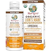 MaryRuth Organics Lions Mane Supplement | Ultra Absorption Liposomal | Full Spectrum Lion's Mane Mushroom | 200mg Beta-Glucans Per Serving | USDA Organic | Vegan | 7.6 oz | 15 Servings