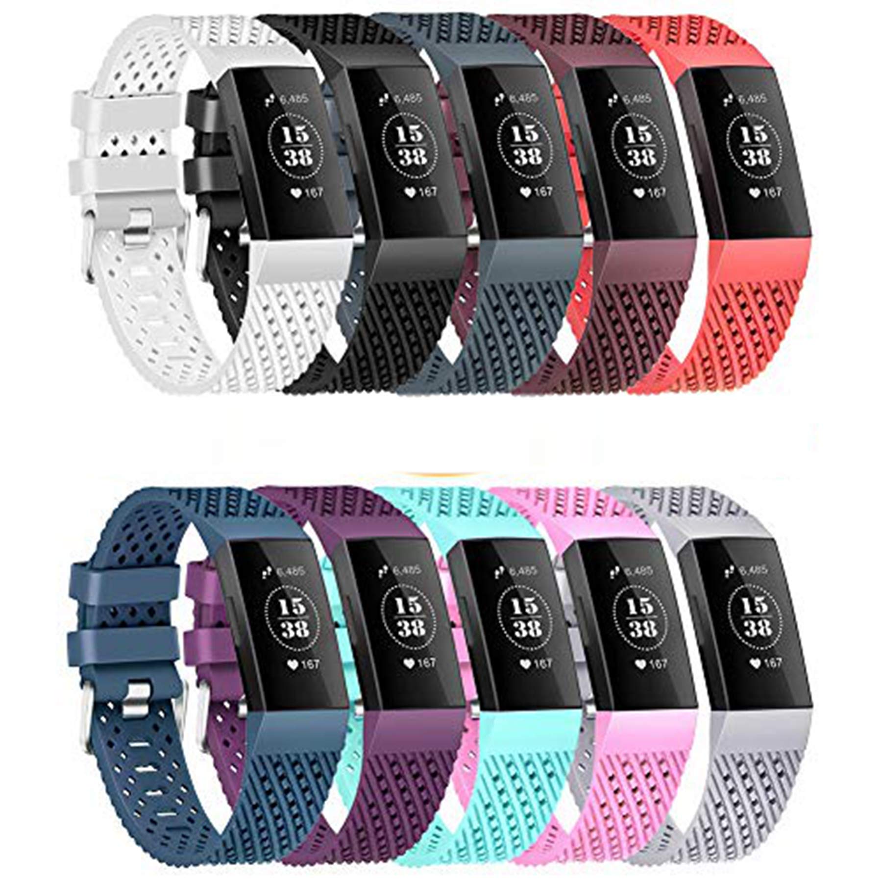 FatcatBand Compatible with Fitbit Charge 3/Charge 4, Breathable Silicone with Air Holes, Soft Silicone, Adjustable Replacement Accessories, Watch Strap, Sports Strap, Watch Strap for Fitbit Charge 3