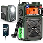 Greadio Portable Shortwave Radios with NOAA Weather Radio, 14800mWh Digital Radio AM FM with Bluetooth 5.4, Crank/Solar/USB Charging, Support USB/TF, Charger Pack/SOS/Flashlight for Outdoor, Emergency