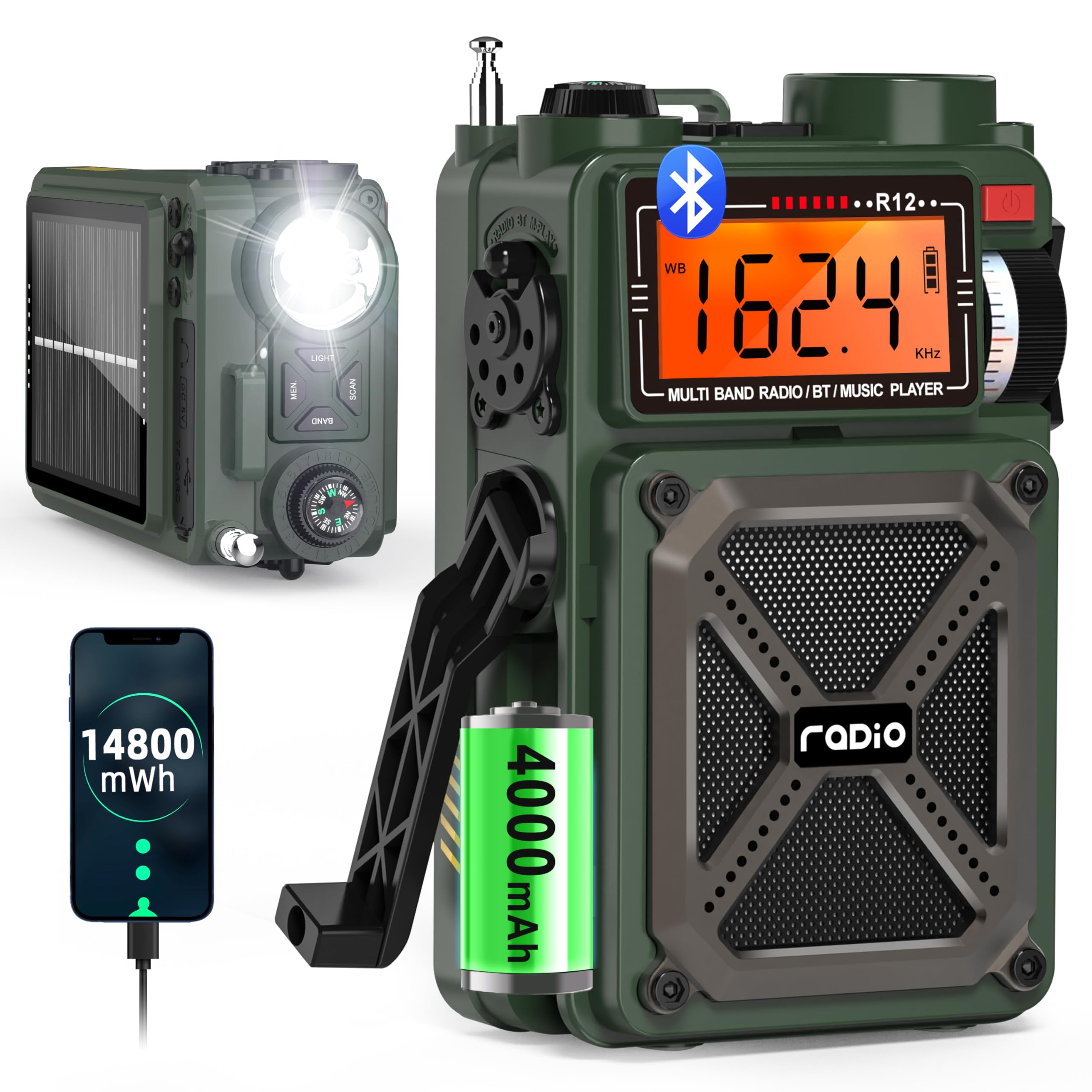 Greadio Portable Emergency Shortwave Radios, AM FM NOAA Weather Radio