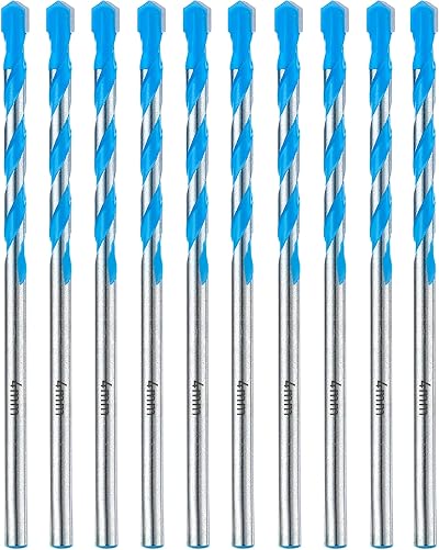 Toolant 4mm Concrete & Masonry Drill Bit Set (10 Pc) Carbide Tip Shockproof
