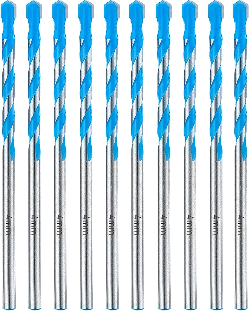 Toolant 4mm Concrete & Masonry Drill Bit Set (10 Pc) Carbide Tip Shockproof