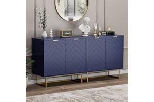 Scurrty Sideboard Cabinet, Buffet Cabinet with Storage Set of 2, Sideboard Storage Cabinet with Adjustable Shelf, Accent Cabinet for Living Room, Kitchen, Navy Blue