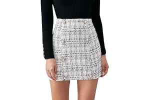 SweatyRocks Women's Elegant High Waist A-line Plaid Tweed Mini Skirt