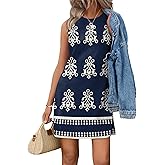 WIHOLL Casual Dresses for Women Crewneck Sleeveless Tank Dress Summer Spring Boho Vacation Clothes