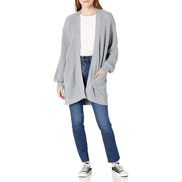 Cable Stitch Women's Oversized Open Front Cardigan – Heather Grey, X-Large, Machine Washable