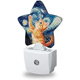 Snowmolle Cute Cat Night Lights Plug Into Wall,Blue Starry Sky Dusk to Dawn Light Sensor Night Light for Kids, Energy Efficient Sleep Friendly Lamp for Bedroom Bathroom Nursery