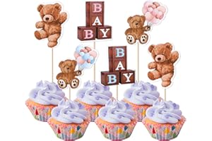 Rsstarxi 36 Pack Baby Bear Cupcake Toppers Bear Theme Birthday Party Decorations Teddy Bear Gender Reveal Cupcake Picks for Bear Theme Baby Shower Birthday Party Cake Decorations