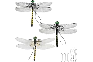 Dragonfly Hat Clip for Bugs, Dragon fly Hat Clip, Artificial Dragonfly Fly Repelling for Backpack Yard Garden 3Pcs