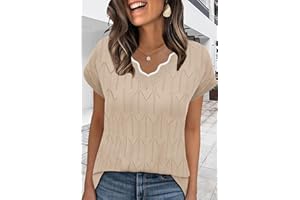 Womens Tops Summer Short Sleeve Sweater V Neck Shirts Beach Vacation Clothes Business Casual Fashion Clothing