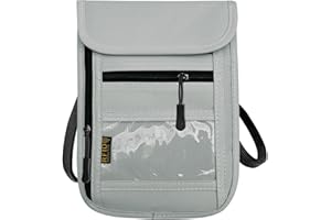 DEEZOMO RFID Blocking Travel Neck Wallet Pouch and Passport Holder, Travel Neck Pouch Passport Holder for Women & Men - Gray