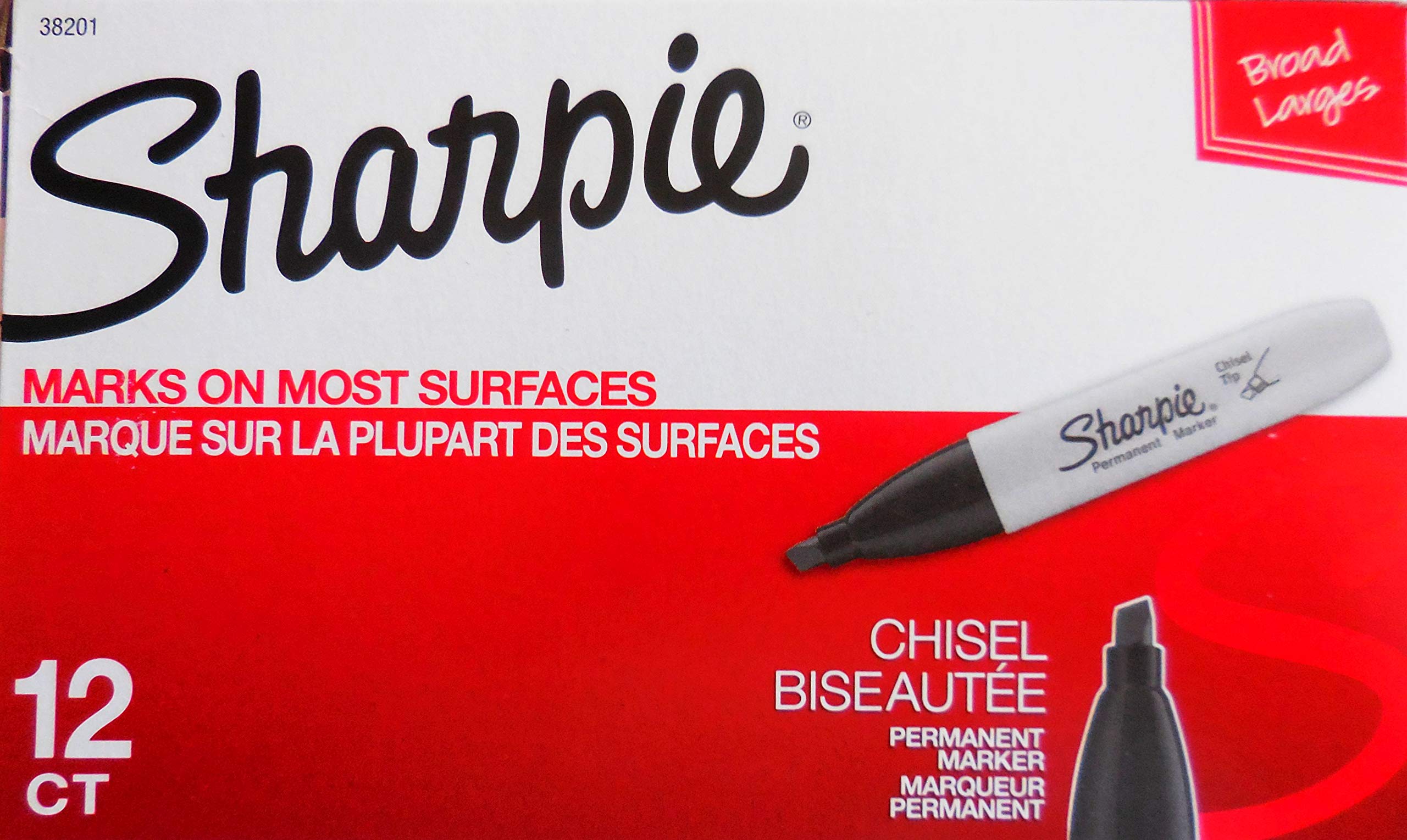 Photo 1 of Sharpie Chisel Tip Permanent Markers, Black (12 Count)