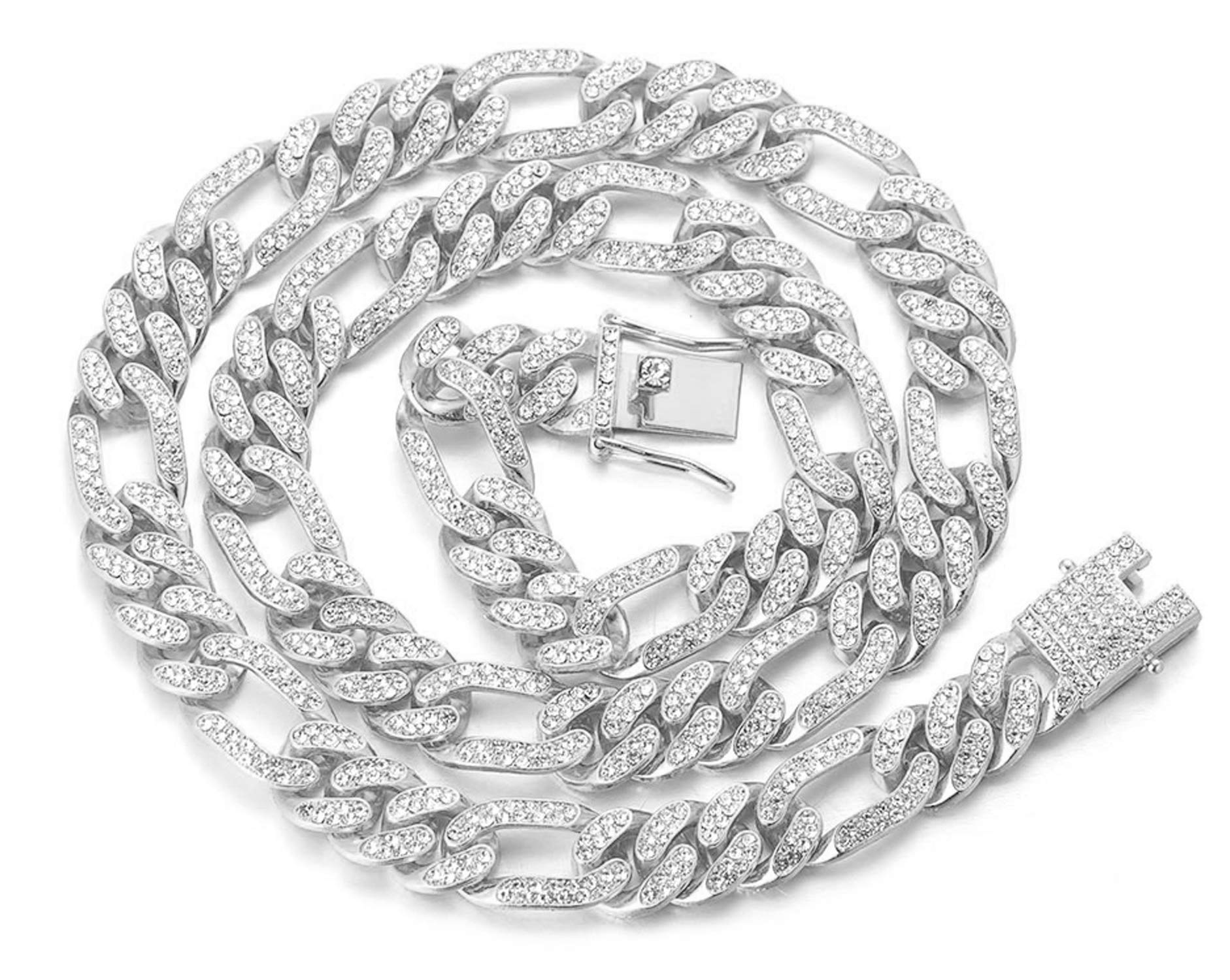 HALUKAKAH Gold Chain for Men Iced Out,12MM Men's Cuban Link Chain Miami Platinum White Gold Finish Choker Necklace 50cm,Full Cz Diamond Cut Prong Set,Gift for Him