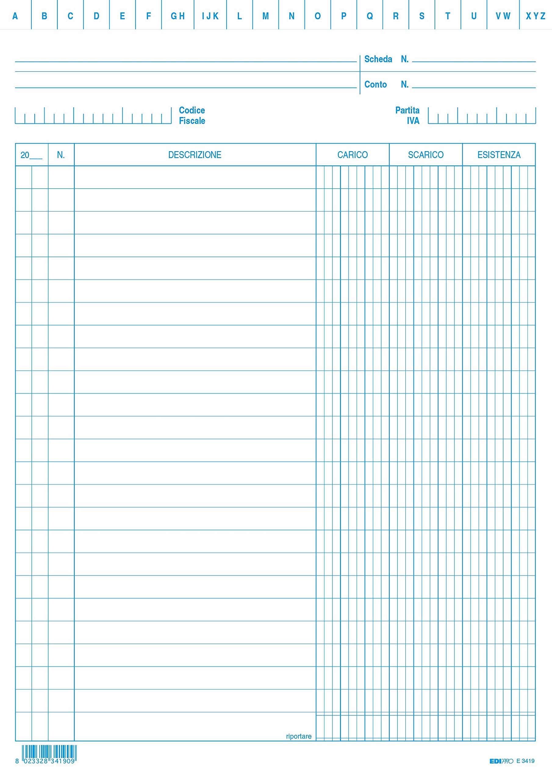 EDIPRO - E3419BL - 100 Cards Load/unload/existence Blue f.to 24x17