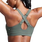 CRZ YOGA Butterbreeze Criss Cross Back Sports Bras for Women - V Neck Adjustable Straps Padded Workout Training Crop Top