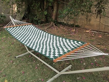 Oak N Oak 55 Wide Soft weave quilted hammock - Green & Offwhite