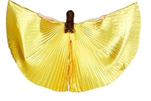MUNAFIE Belly Dance Isis Wings with Sticks for Adult Belly Dance Costume Angel Wings for Halloween Carnival Performance