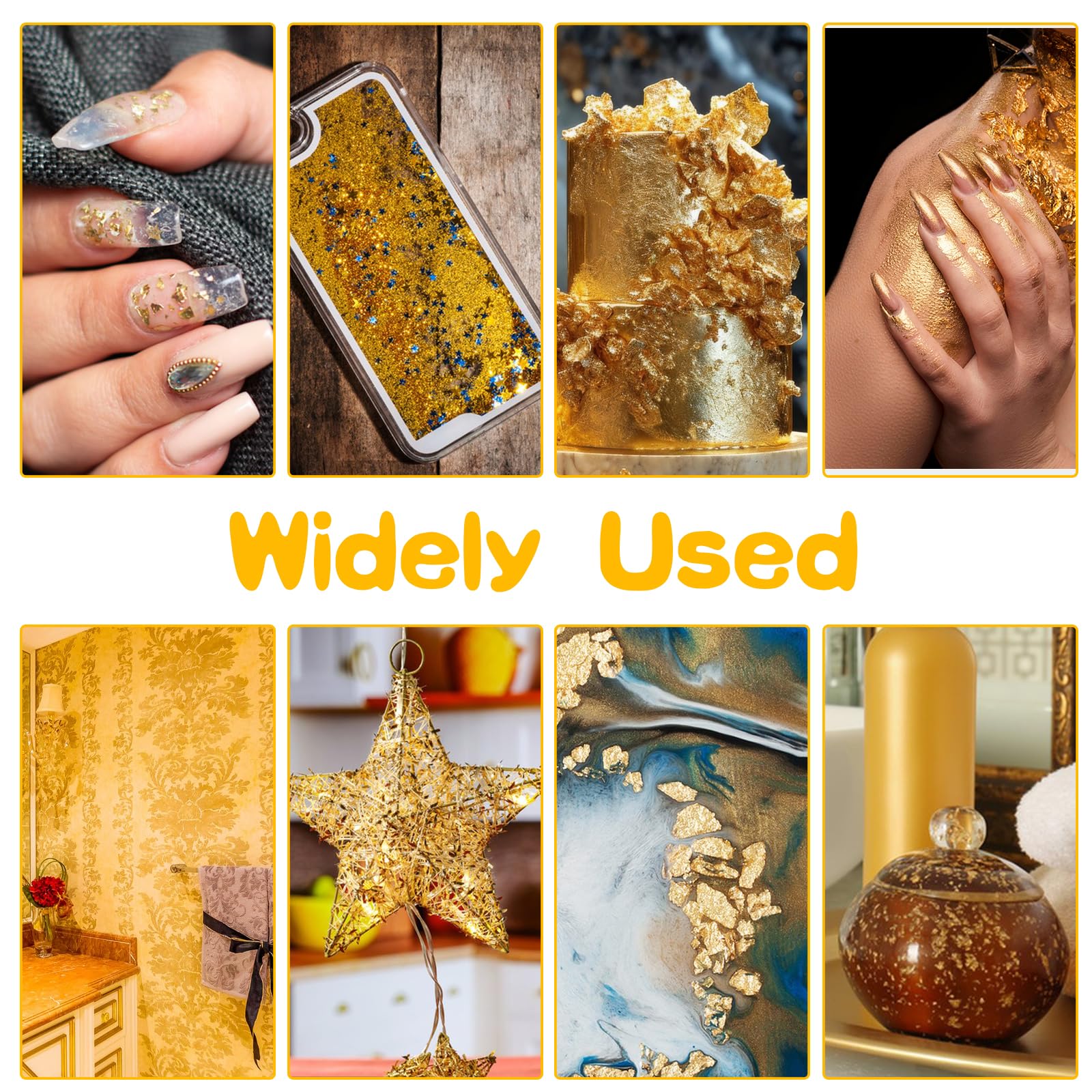 5Pcs Decorative Gold Leaf, Multifunction Gold Flakes Food Golden Leaf Cake Decoration Baking Golden Foil Chocolates Decor for Cooking Dessert Steak Decoration Crafts Painting Nail Arts Spa