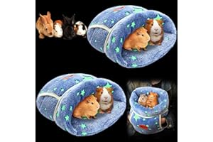 Wenqik 2 Pcs Guinea Pig Bed Cuddle Warm Hideout Fleece Cozy Glow in The Dark House Bedding Sleeping Cushion Cage Nest for Small Animal Squirrel Chinchilla Rabbit Hedgehog Cage Accessories
