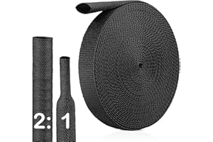 12 Ft-1/2 Inch 2:1 Heat Shrink Wire Loom Braided Cable Sleeves,Heat Resistant Fabric Woven Shrink Tubing Wiring Harness for P