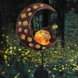 TERESA'S COLLECTIONS Large Garden Moon Fairy Solar Light 39in Crackle Glass