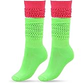 Mabor Neon Socks Women, Neon Slouch Socks 80s 90s Women's Leg Warmers Extra Long Soft Scrunch Knee High Stacked Scrunch Boot Tube Sock for Themed Party Outfit Accessories