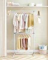 SONGMICS Double Clothes Rail Extendable Top Rail White LLR401W01 113-180 cm view 5