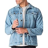 JMOJO Jean Jacket Men - Button Down Trucker Style with Functional Pockets - Classic Mens Denim Jackets for Casual Outfits