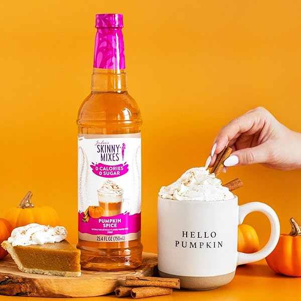 JORDAN’S SKINNY SYRUPS SUGAR FREE COFFEE SYRUP, PUMPKIN SPICE FLAVOR DRINK MIX, ZERO CALORIE FLAVORING FOR CHAI LATTE, PROTEIN SHAKE, FOOD & MORE, GLUTEN FREE, KETO FRIENDLY, 25.4 FL OZ, 1 PACK