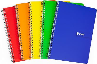 , Cuadernos A5 (4º) Cuadrícula 4x4, Tapa Blanda, 80 Hojas, Pack 5 Libretas, Colores Surtidos