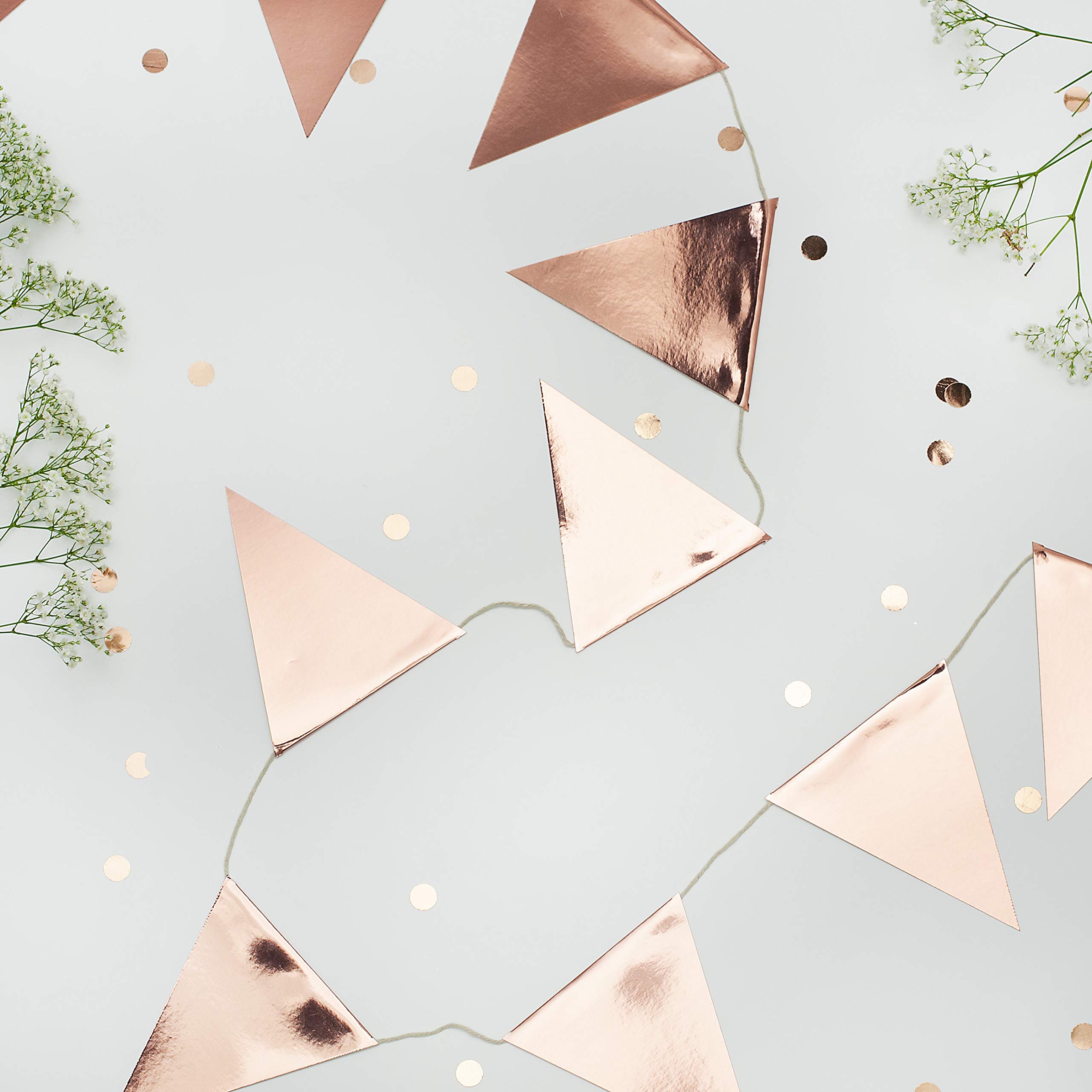 On The Wall Rose Gold Pennant Flag Bunting – 3 Metre - Queens Jubilee, Street Party, Birthdays, Christmas, New Years Eve Celebration