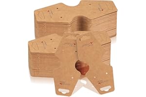 JOCAHULFX Bracelet Display Cards, 200pcs Jewelry Display Tags Cards, Kraft Paper Hanging Keychain Bracelet Necklace Holder Display Cards for Small Business Supplies, Necklace Bracelet Hair Band Cards