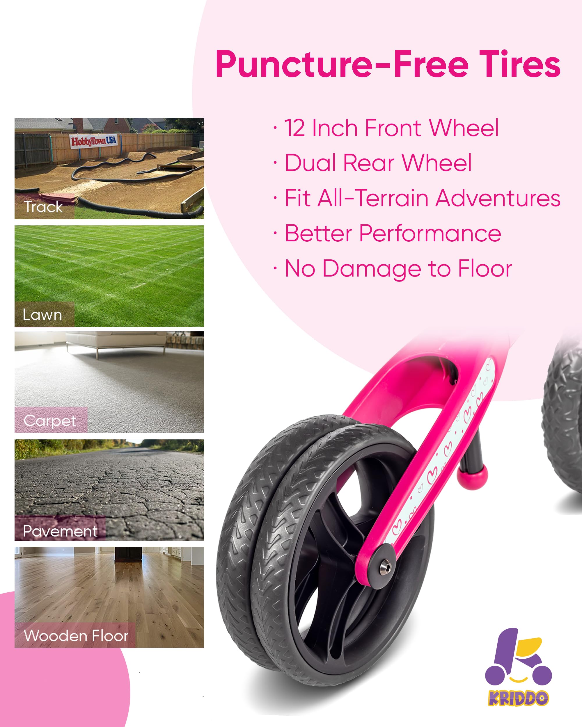 KRIDDO New Toddler Balance Bike 2 Year Old, Age 24 Months to 5 Years Old, Modern Flame Style, Early Learning Interactive Push Bicycle, Gift Bike for 2-5 Boys Girls